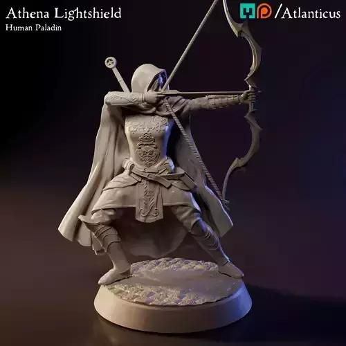 Female Human Paladin - Athena Lightshield - Longbow Free 3D print model