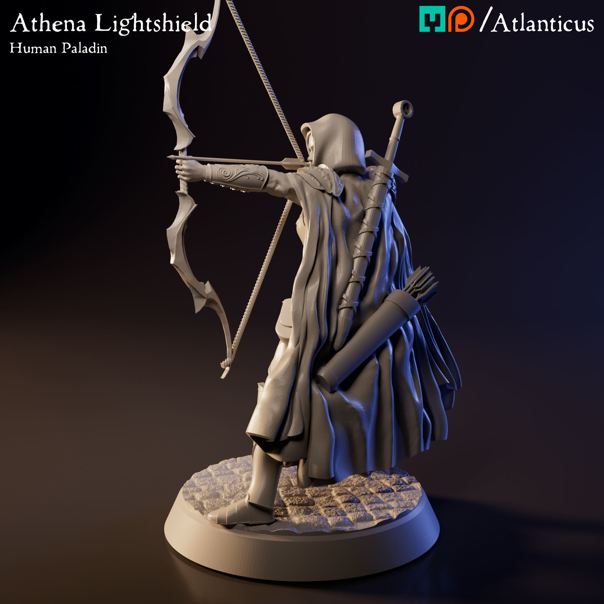 Female Human Paladin - Athena Lightshield - Longbow Free 3D print model_5