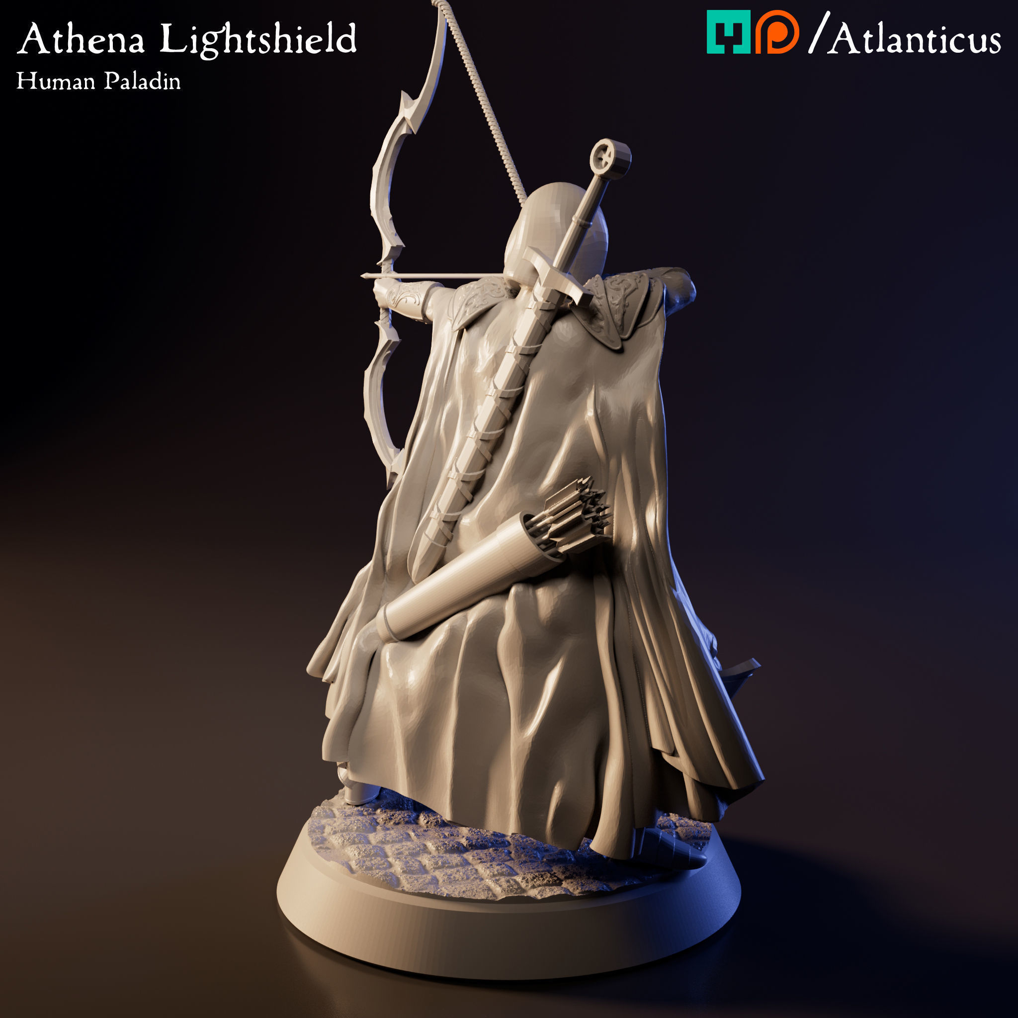 Female Human Paladin - Athena Lightshield - Longbow Free 3D print model_3
