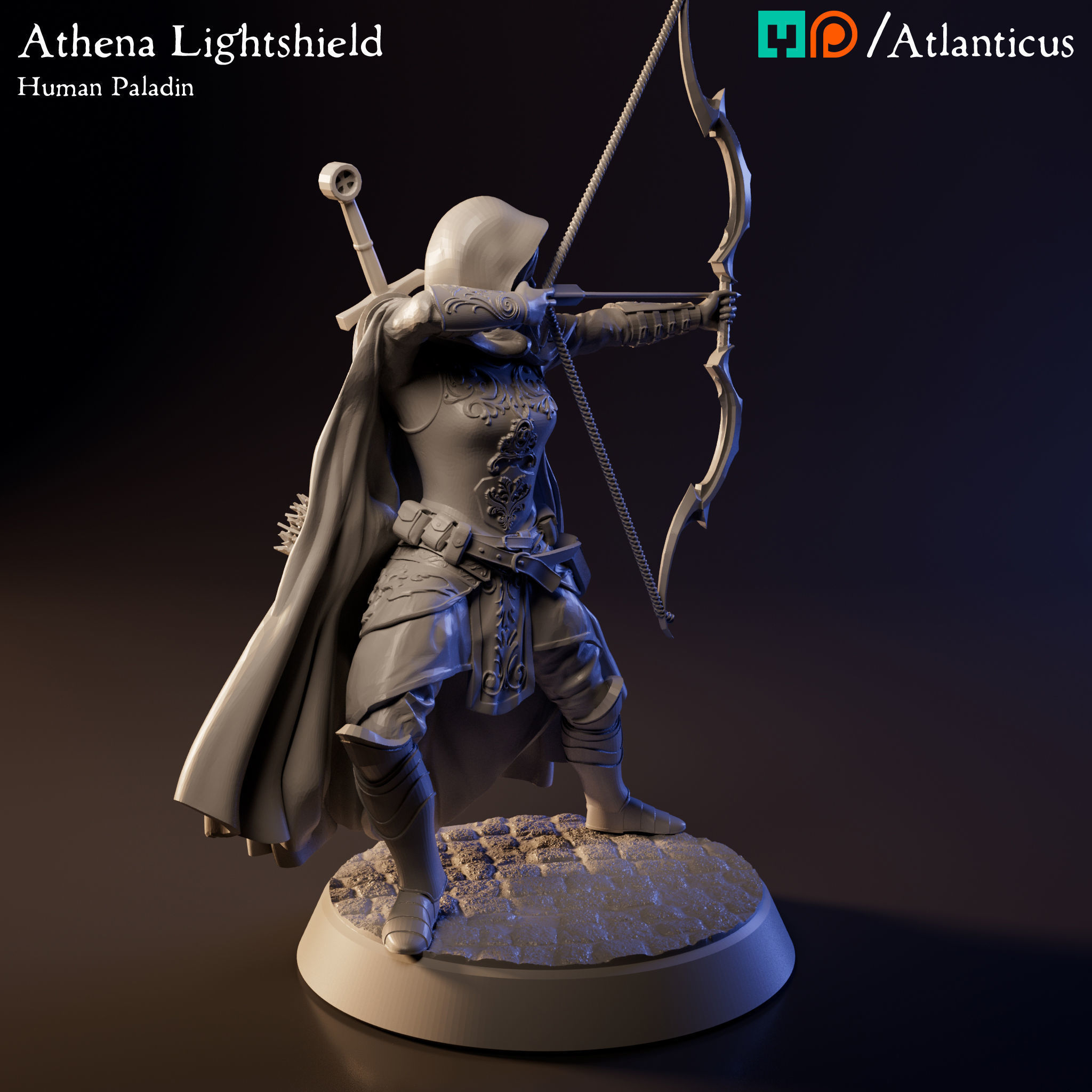 Female Human Paladin - Athena Lightshield - Longbow Free 3D print model_1