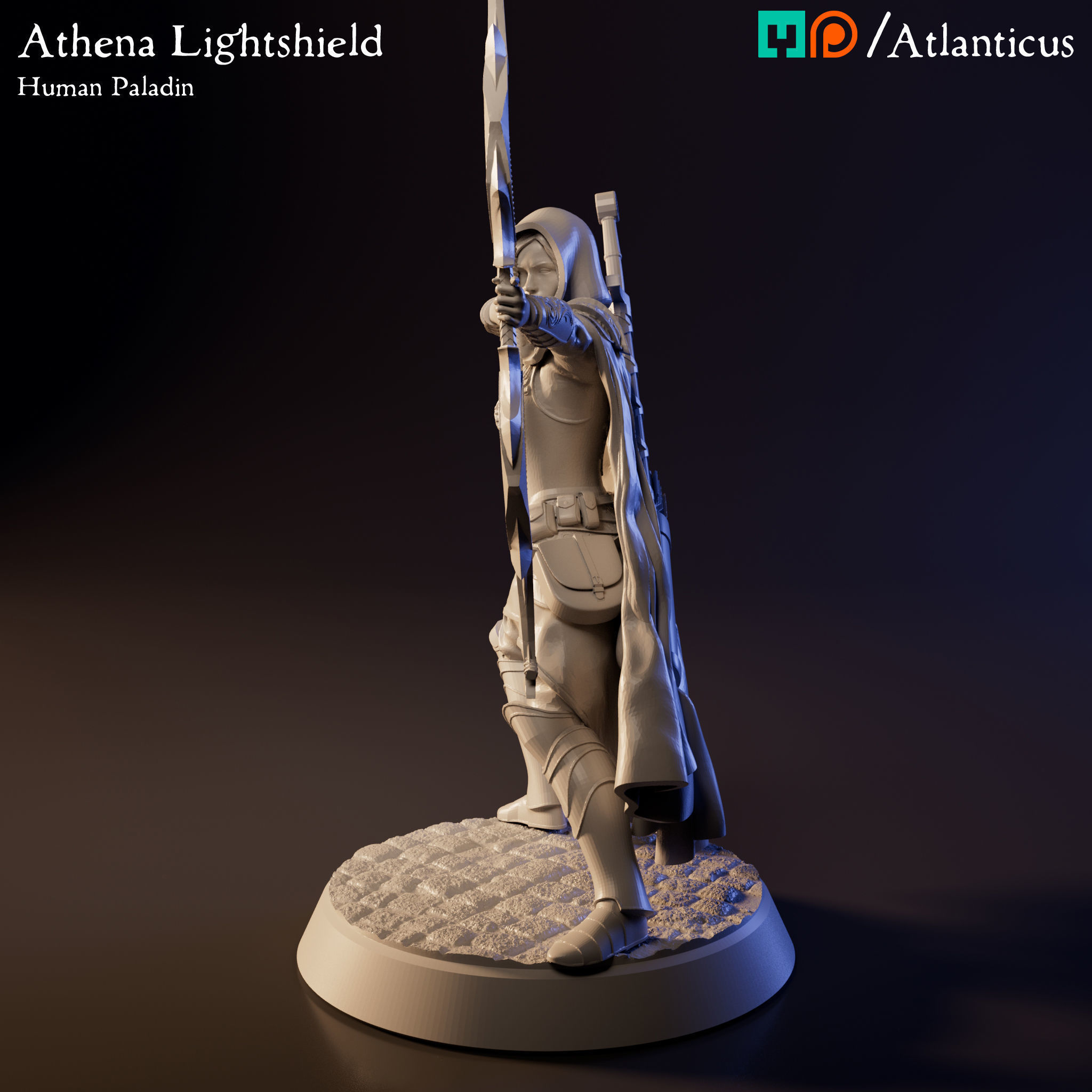 Female Human Paladin - Athena Lightshield - Longbow Free 3D print model_6