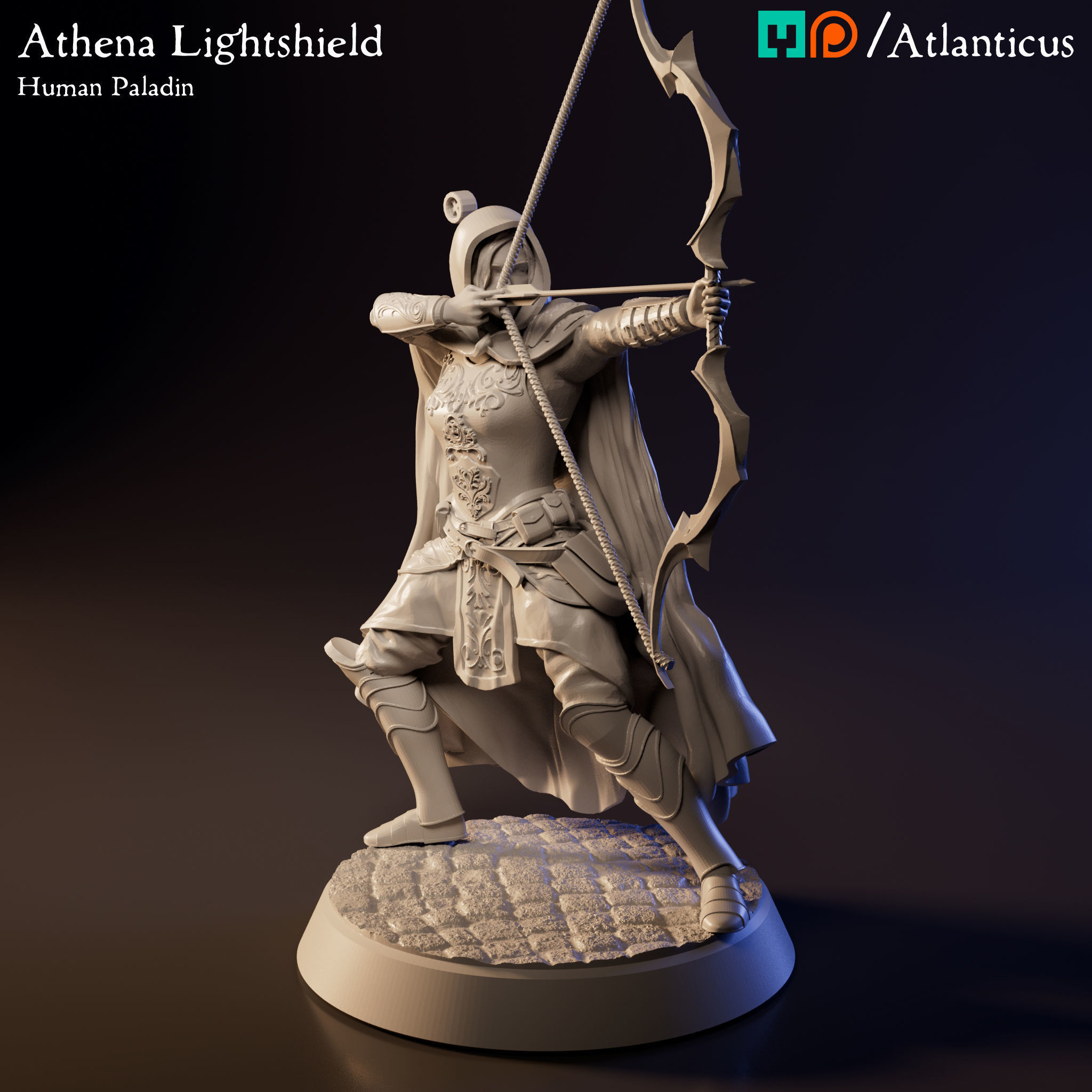Female Human Paladin - Athena Lightshield - Longbow Free 3D print model_7