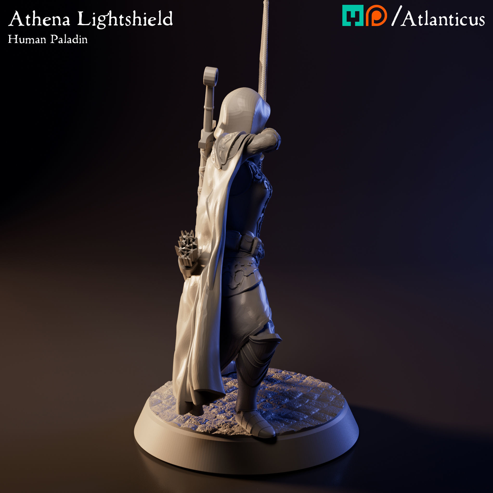 Female Human Paladin - Athena Lightshield - Longbow Free 3D print model_2