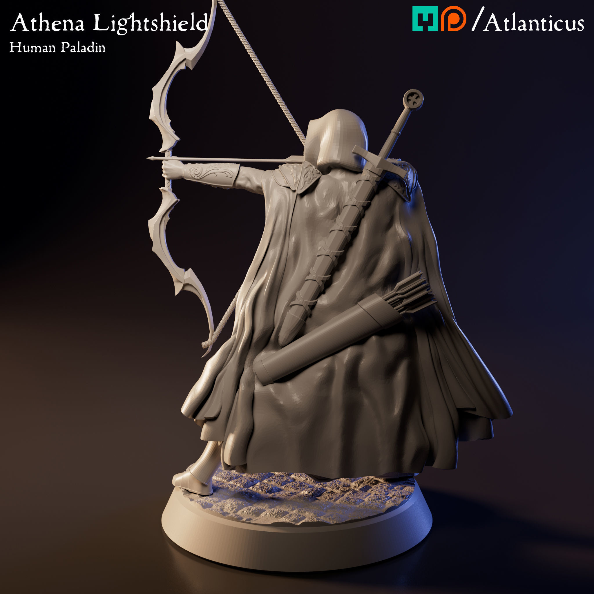 Female Human Paladin - Athena Lightshield - Longbow Free 3D print model_4