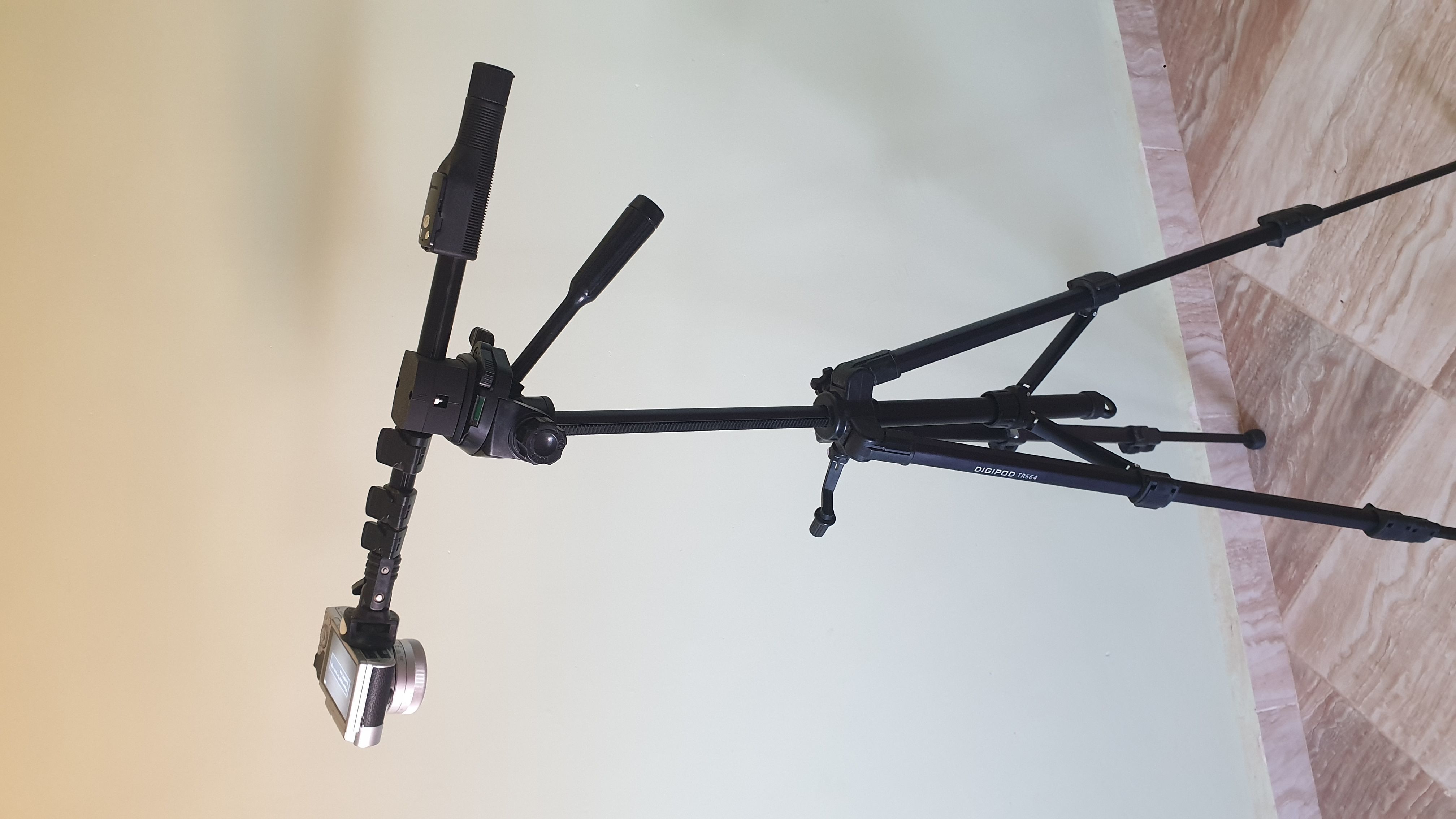 Tripod to selfie stick adapter or joiner for overhead recording  3D print model_8