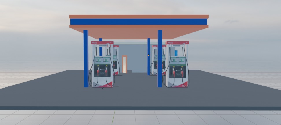 Gas Station  Low-poly 3D model_3