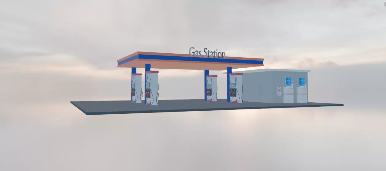 Gas Station  Low-poly 3D model_0