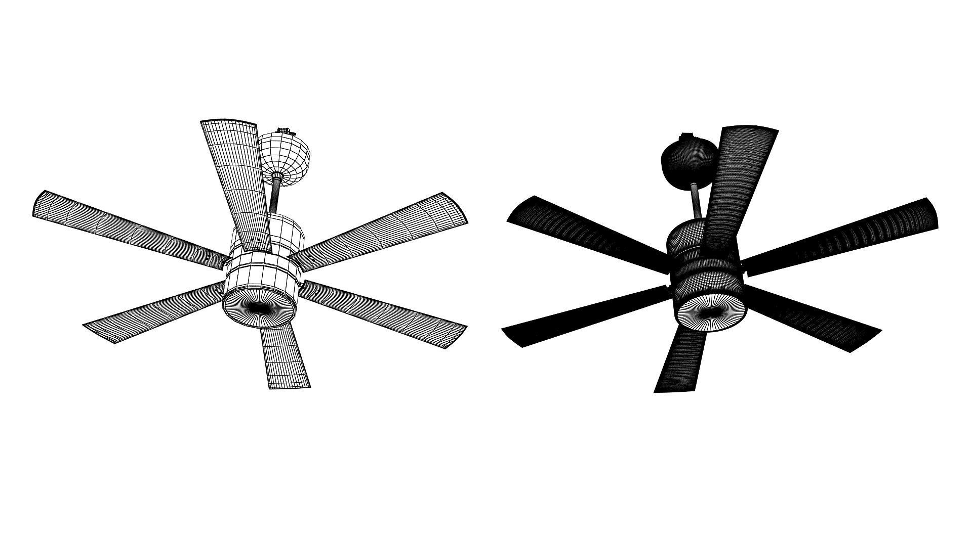 Ceiling Fan Low-poly 3D model_9