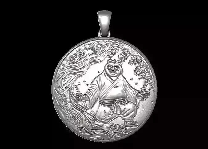 Kung Fu Panda Under Cherry Blossom Pendant