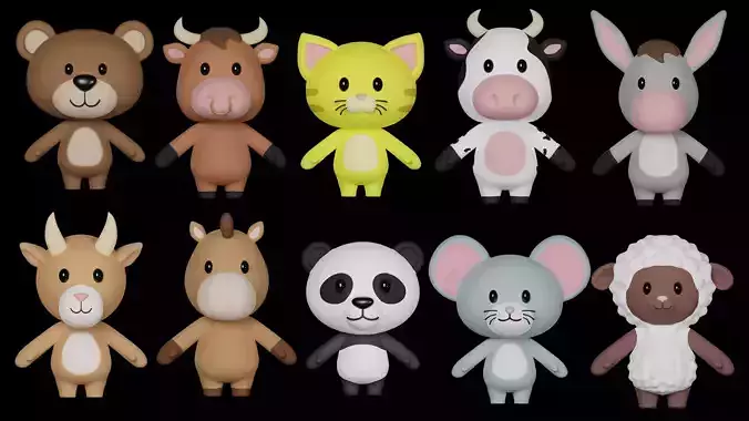 Cartoon 3D Animal Pack Vol 02 Low-poly 3D model Low-poly 3D model