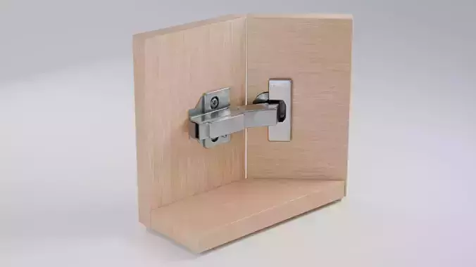 Cabinet Hydraulic Corner Cup Hinge 45 animated Low-poly 3D model