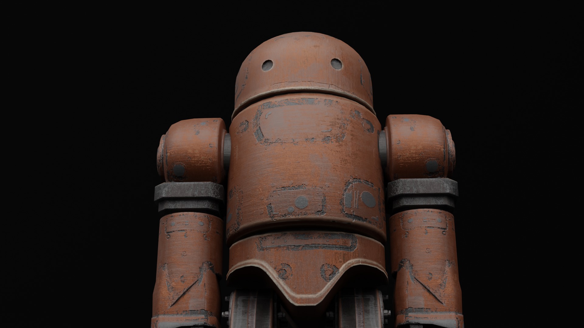 Old Robot humanoid A2 - rigged Low-poly 3D model_4