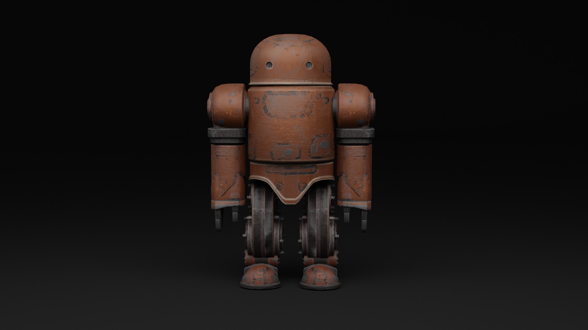 Old Robot humanoid A2 - rigged Low-poly 3D model_13