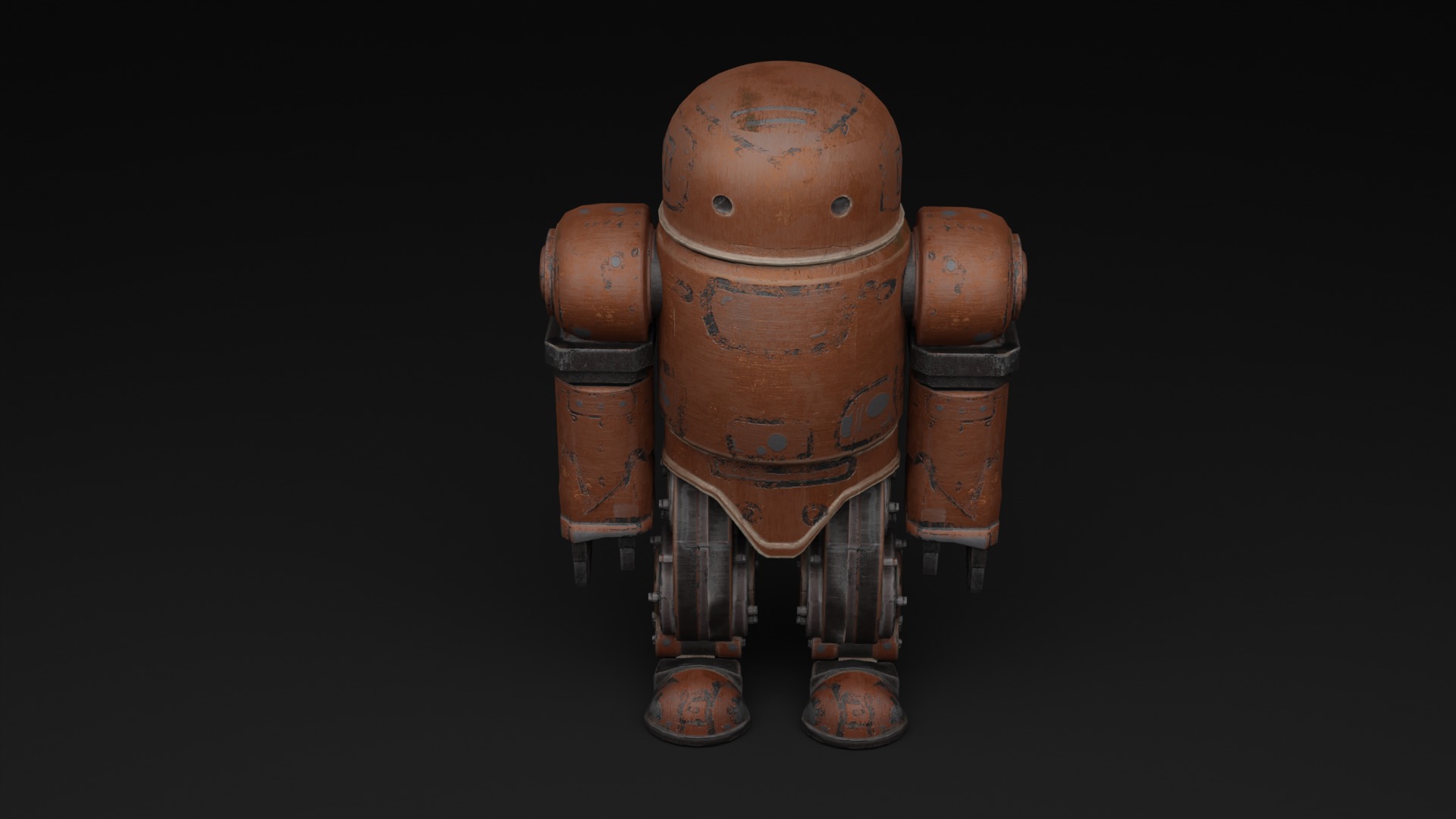 Old Robot humanoid A2 - rigged Low-poly 3D model_10