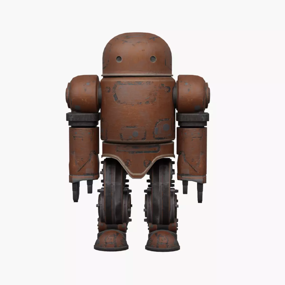 Old Robot humanoid A2 - rigged Low-poly 3D model_0