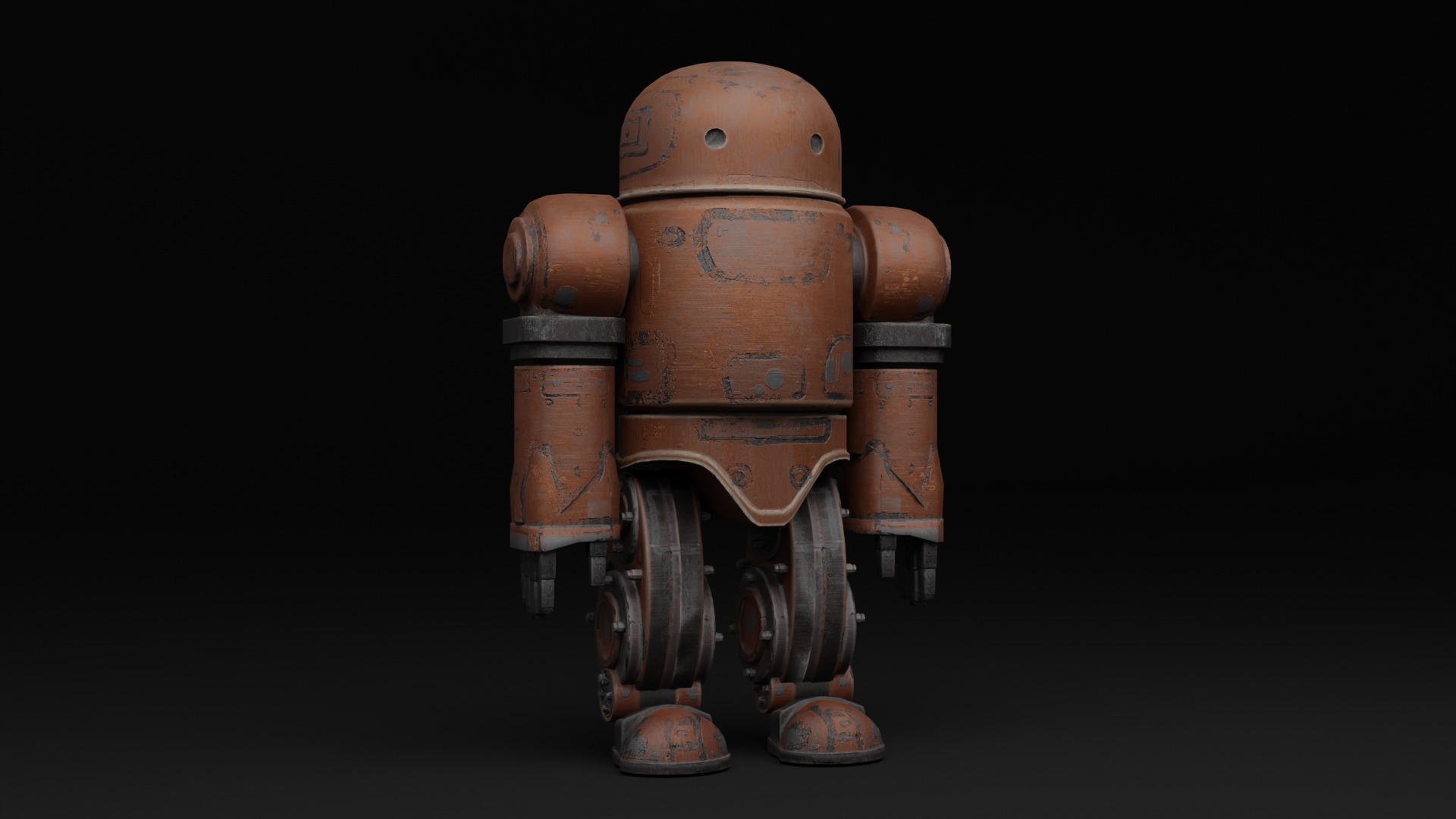 Old Robot humanoid A2 - rigged Low-poly 3D model_7