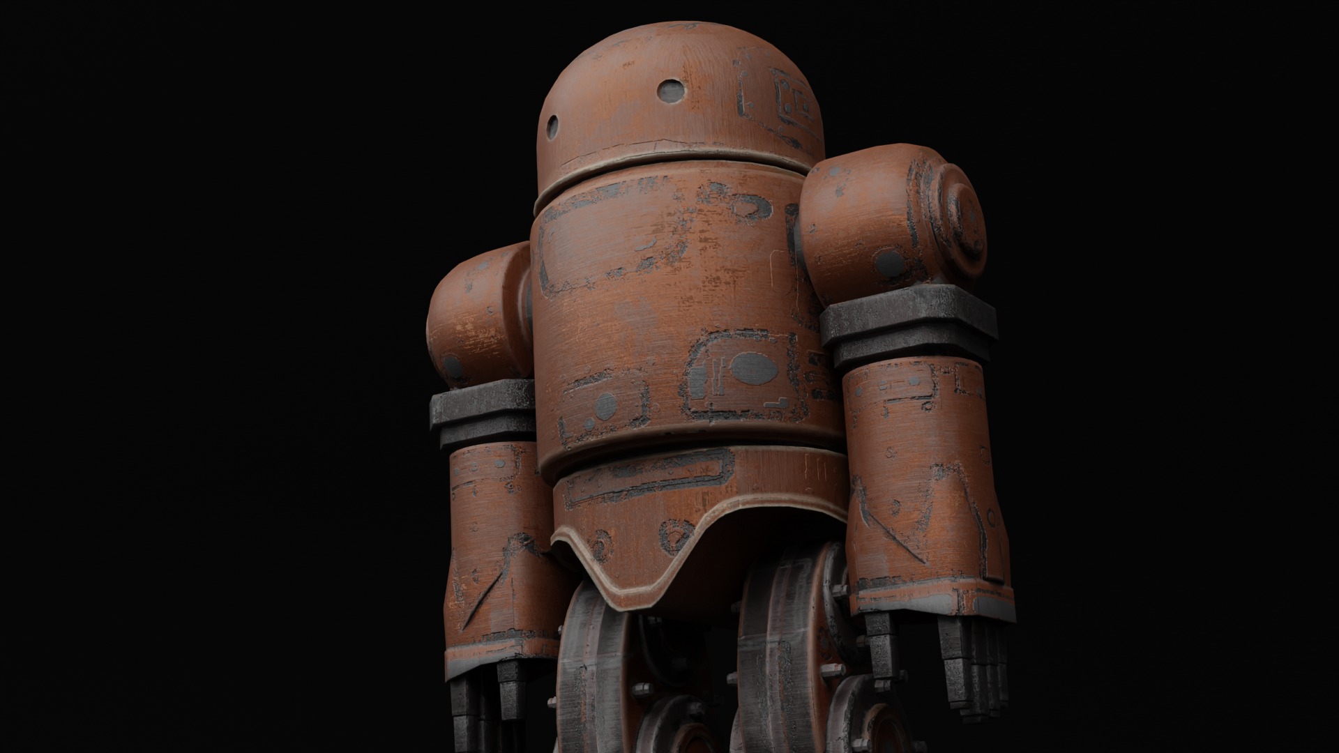 Old Robot humanoid A2 - rigged Low-poly 3D model_12
