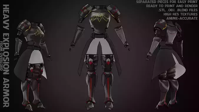 Overlord Leinas Rockbruise Heavy Explosion Armor for Cosplay 3D print model
