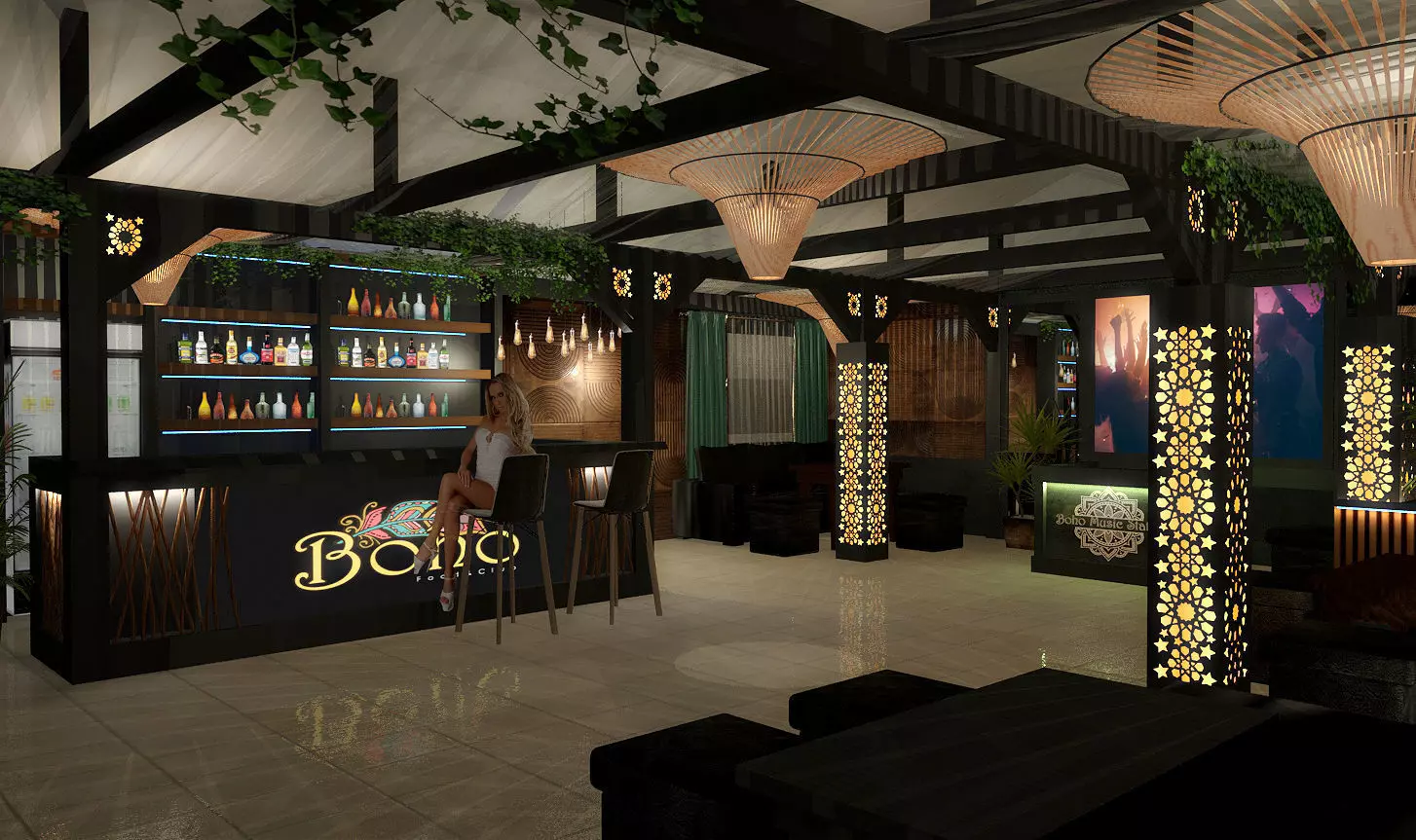 Boho club Free 3D model