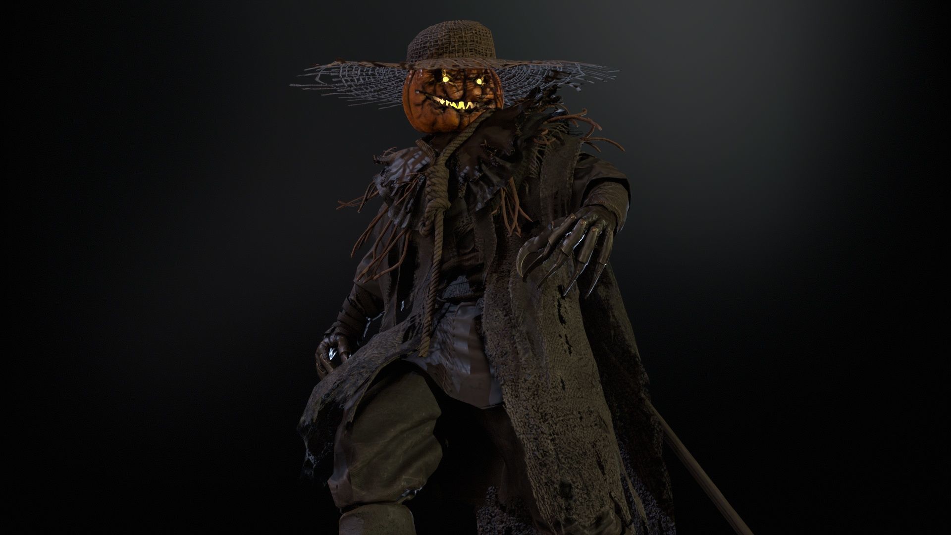 Scarecrow PumpkinHead Low-poly 3D model_24