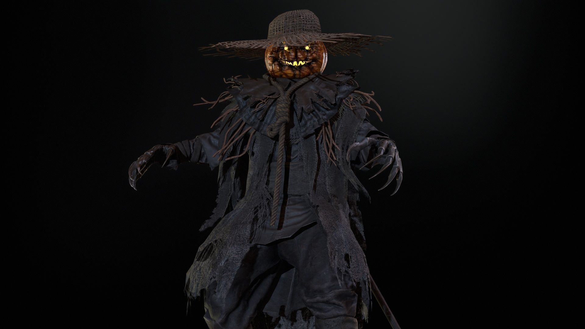 Scarecrow PumpkinHead Low-poly 3D model_19