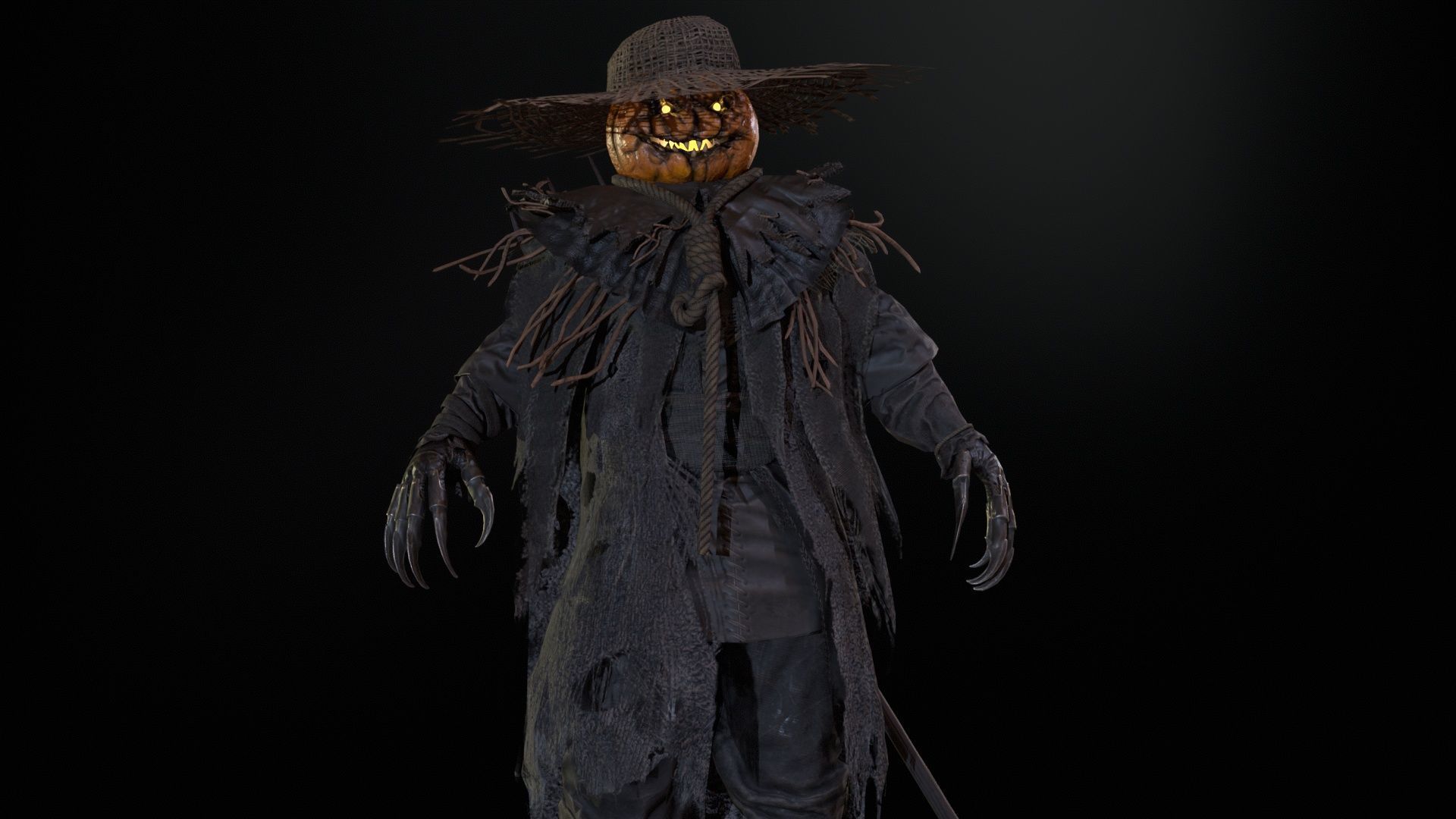 Scarecrow PumpkinHead Low-poly 3D model_20