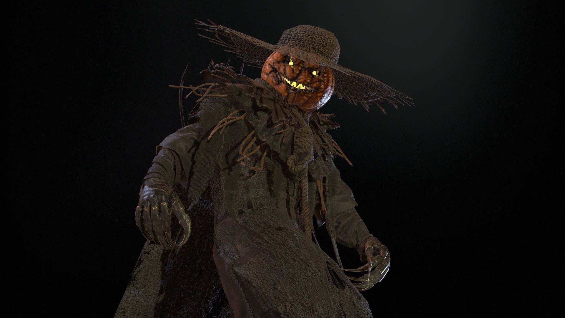 Scarecrow PumpkinHead Low-poly 3D model_15