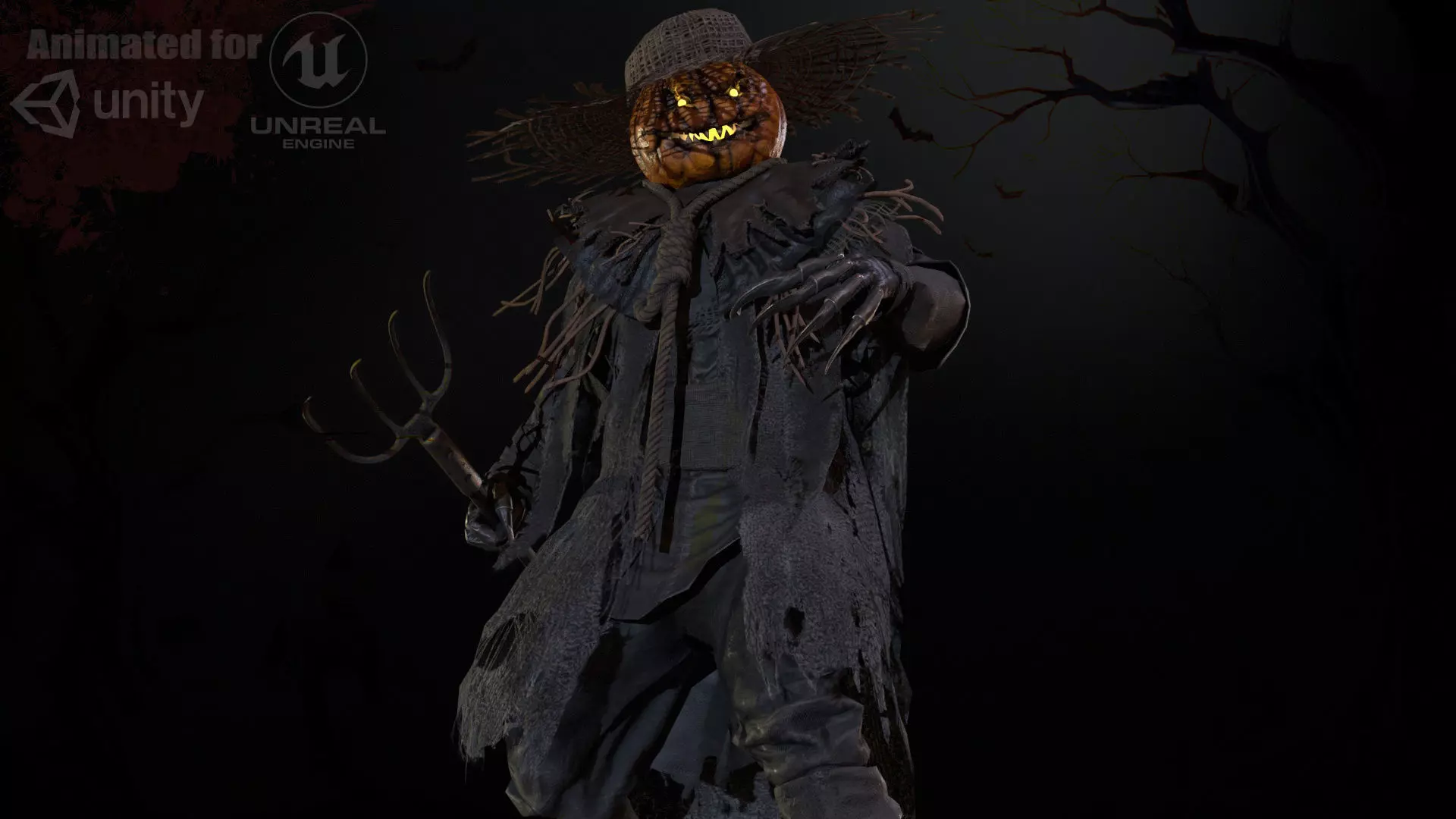 Scarecrow PumpkinHead Low-poly 3D model_0