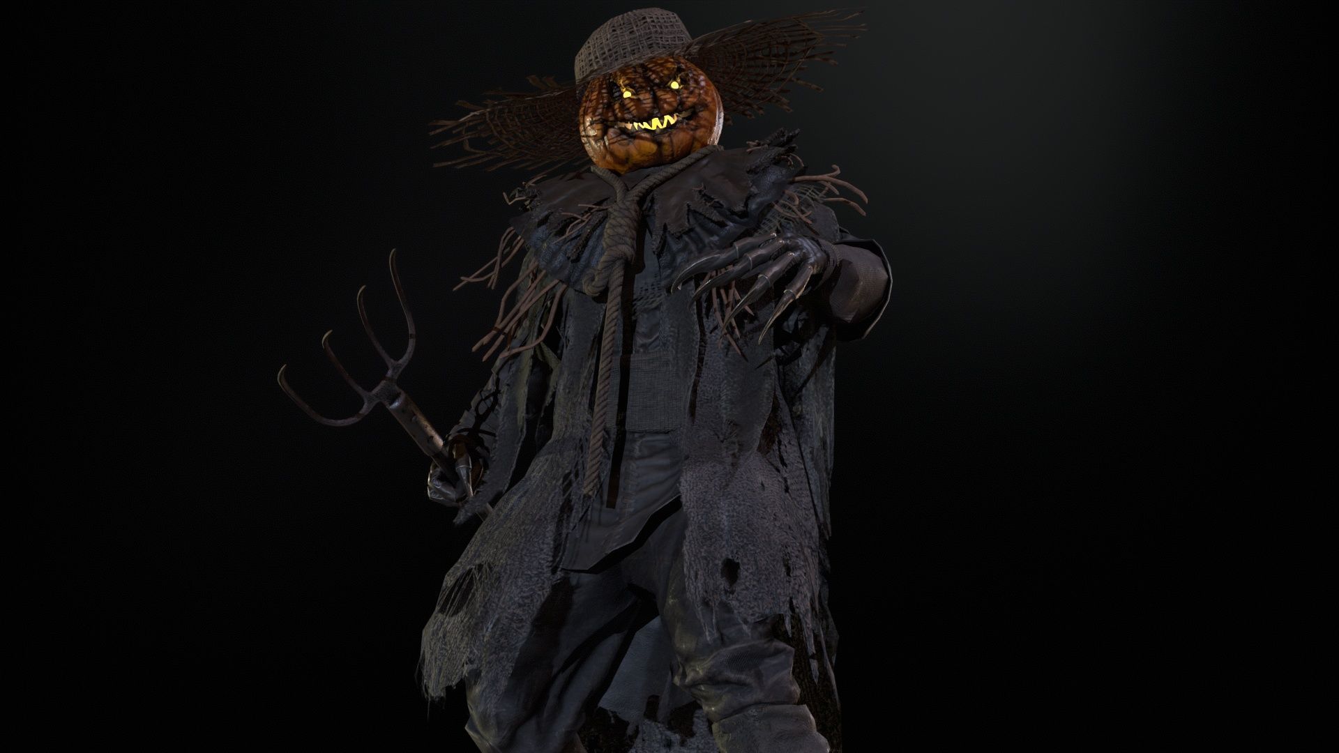 Scarecrow PumpkinHead Low-poly 3D model_18