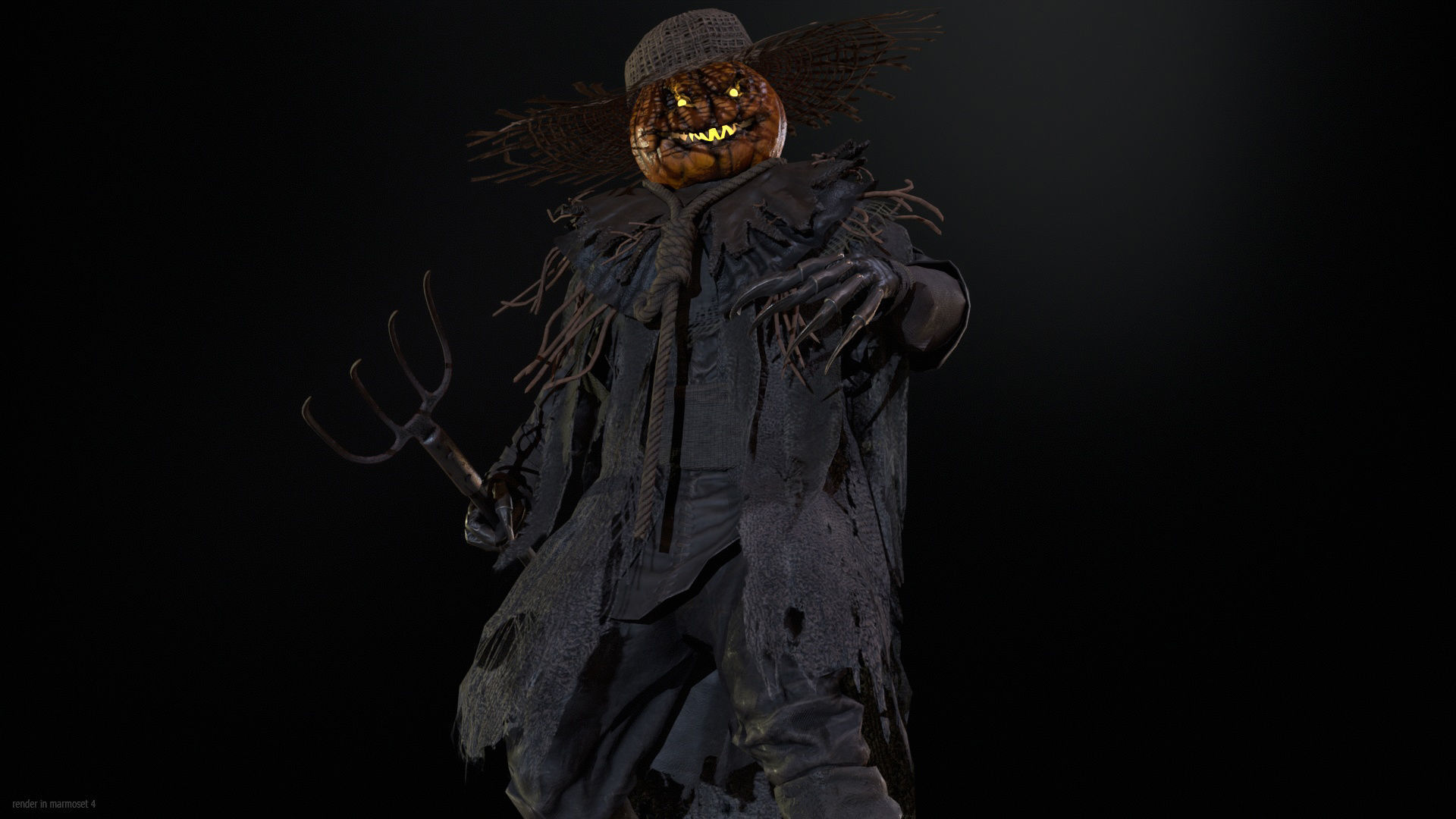Scarecrow PumpkinHead Low-poly 3D model_2