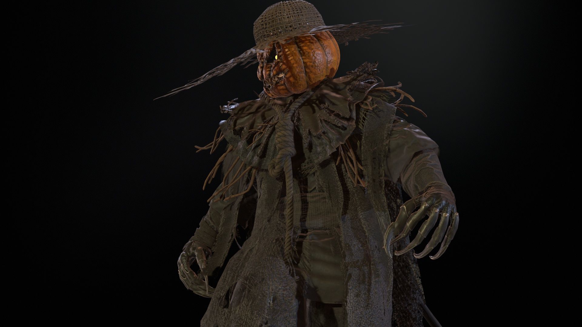 Scarecrow PumpkinHead Low-poly 3D model_16