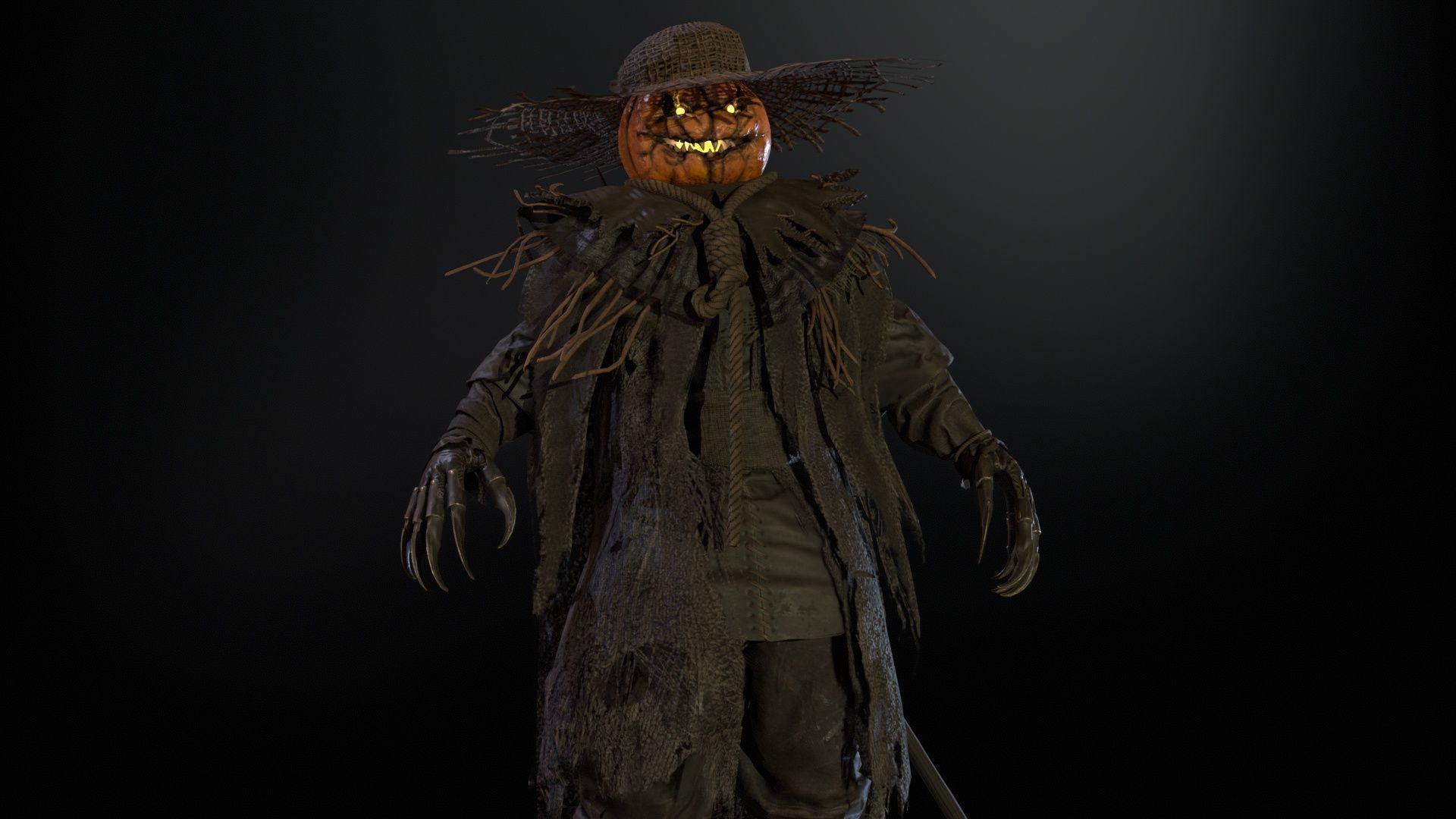 Scarecrow PumpkinHead Low-poly 3D model_23