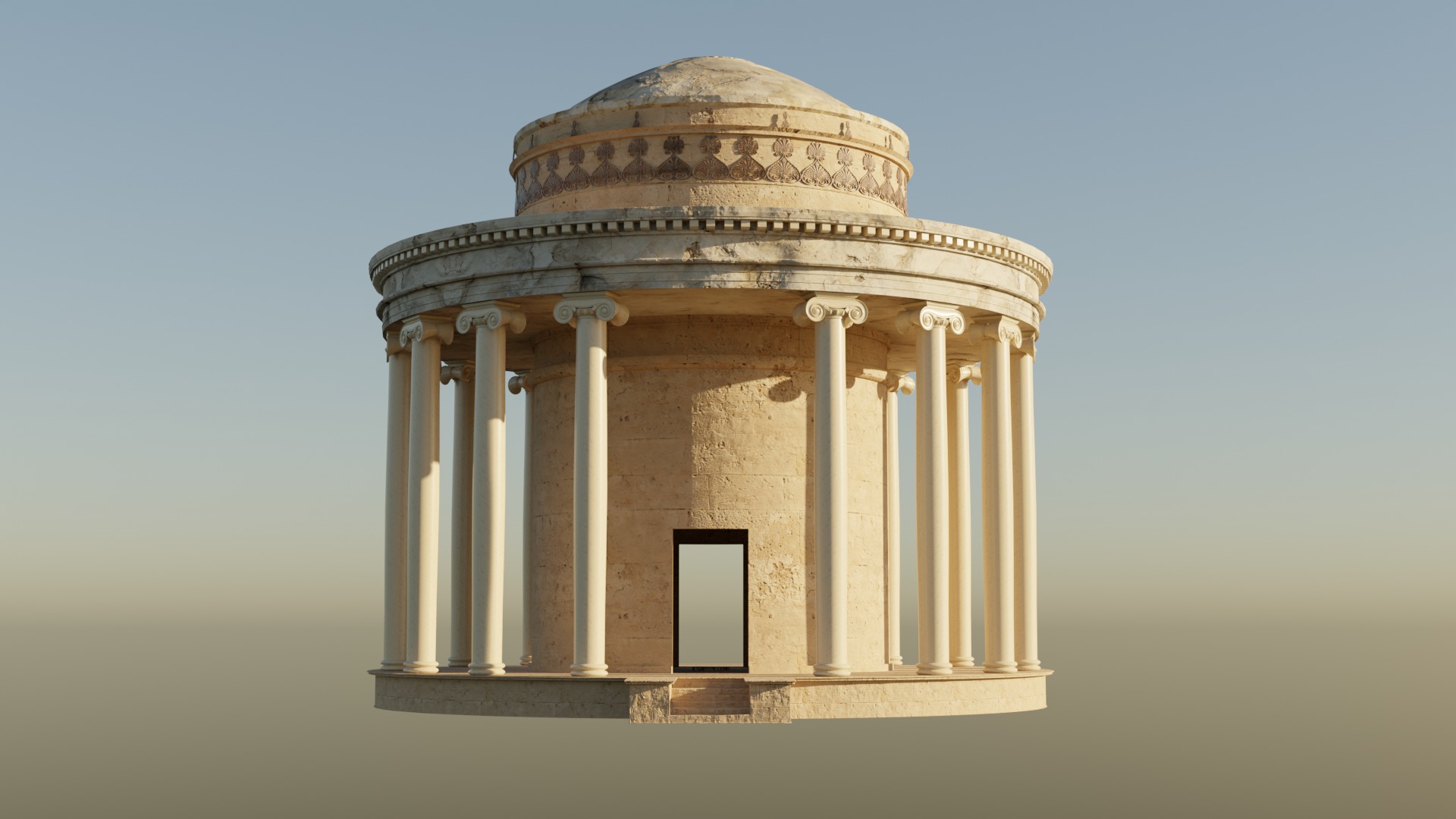 Ancient round temple  Free 3D model_2