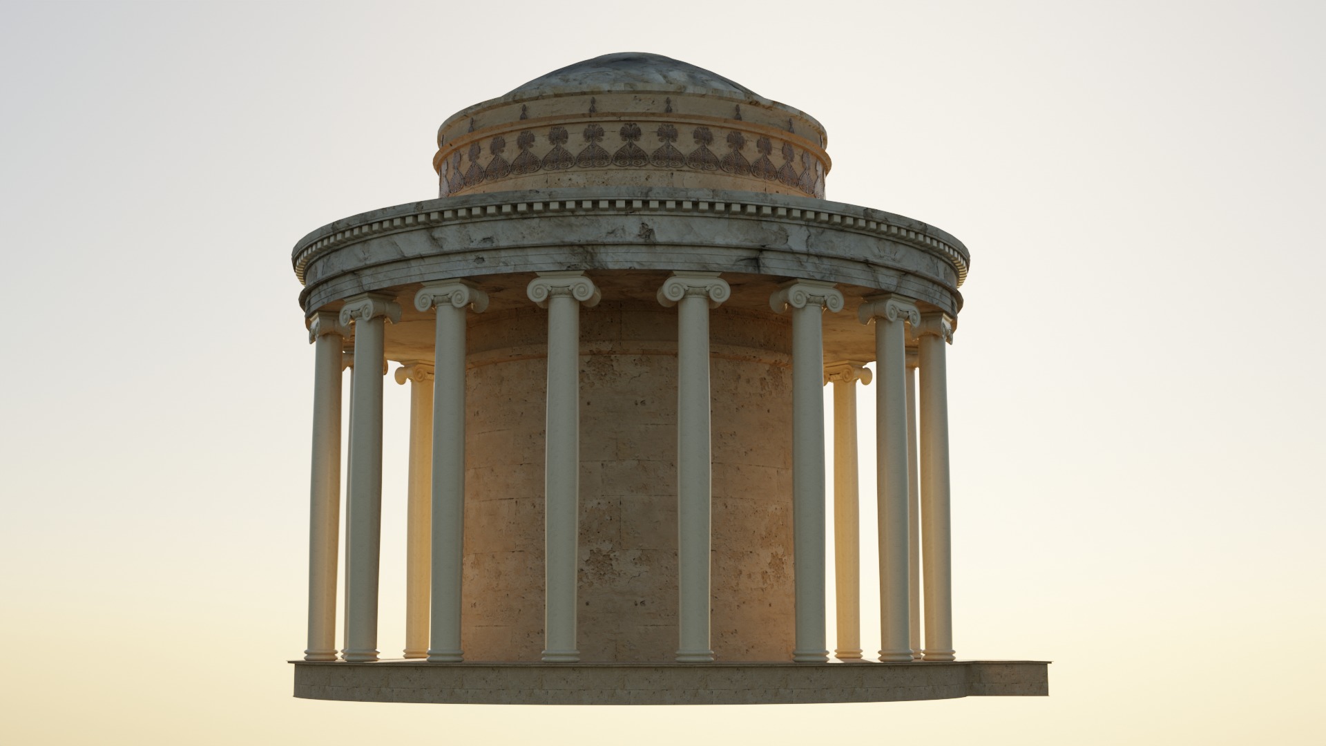 Ancient round temple  Free 3D model_5