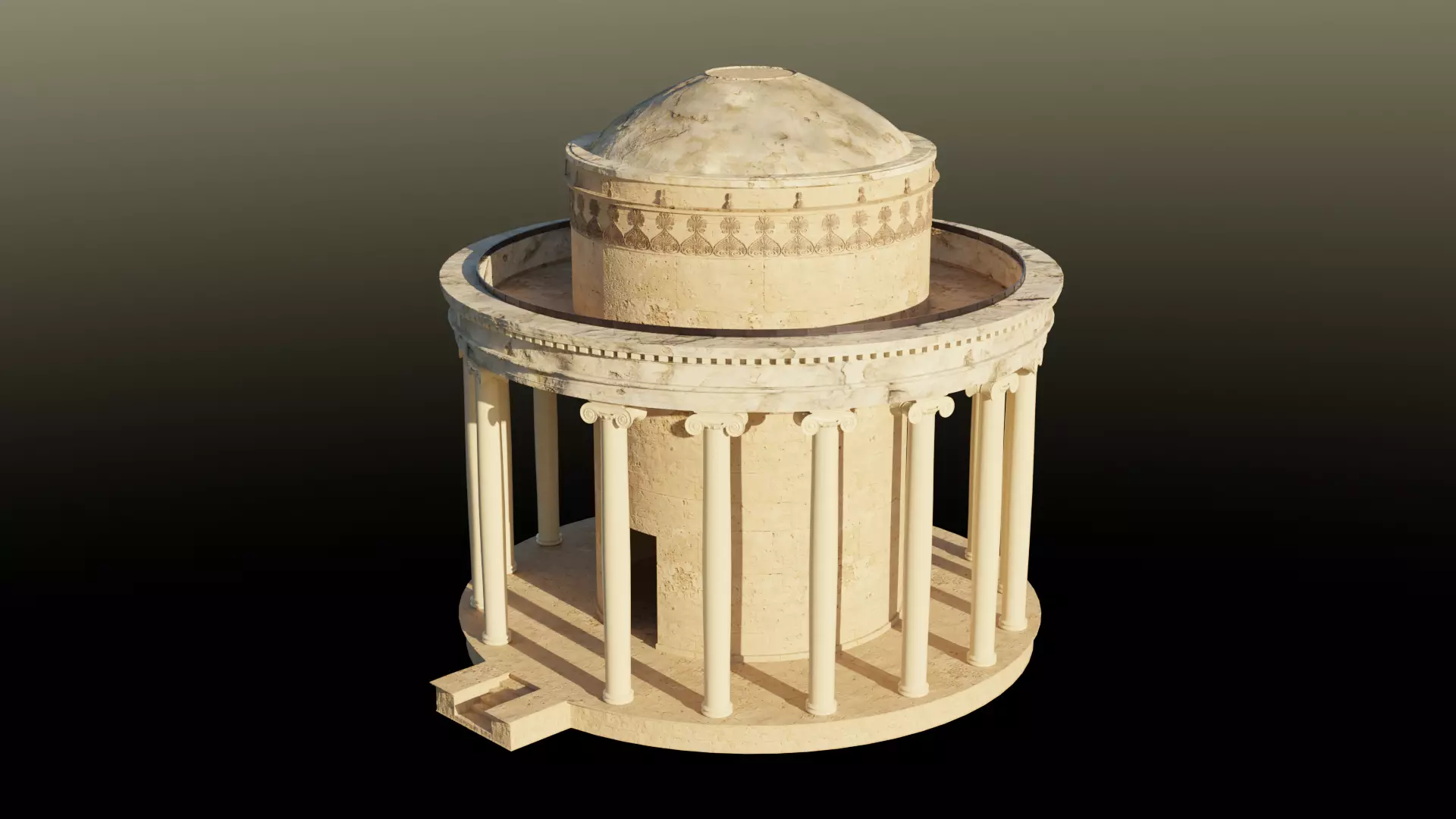 Ancient round temple  Free 3D model_0