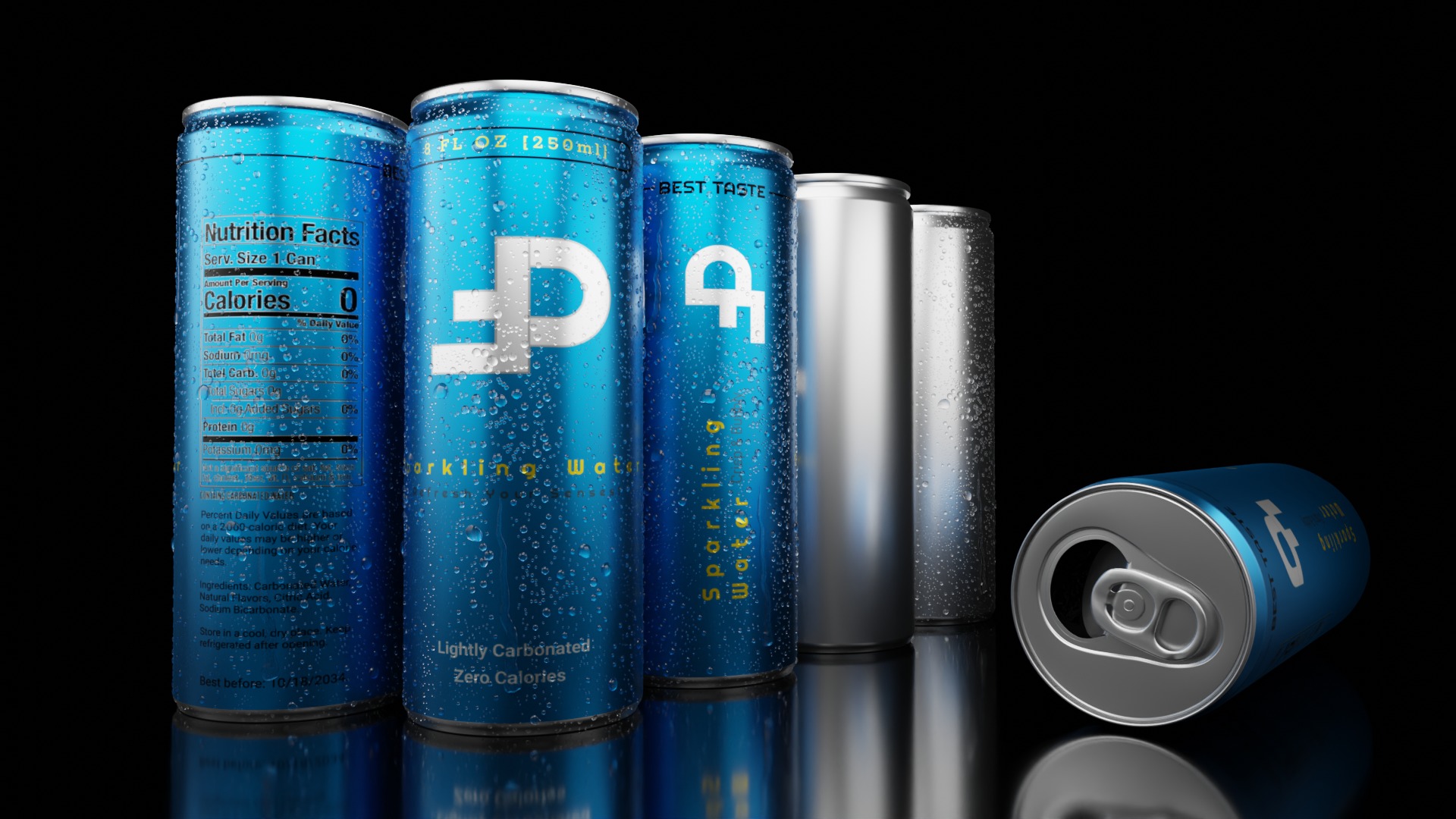 250ml Slim Beverage Can with Water Droplets Open and Closed Tabs Low-poly 3D model_13