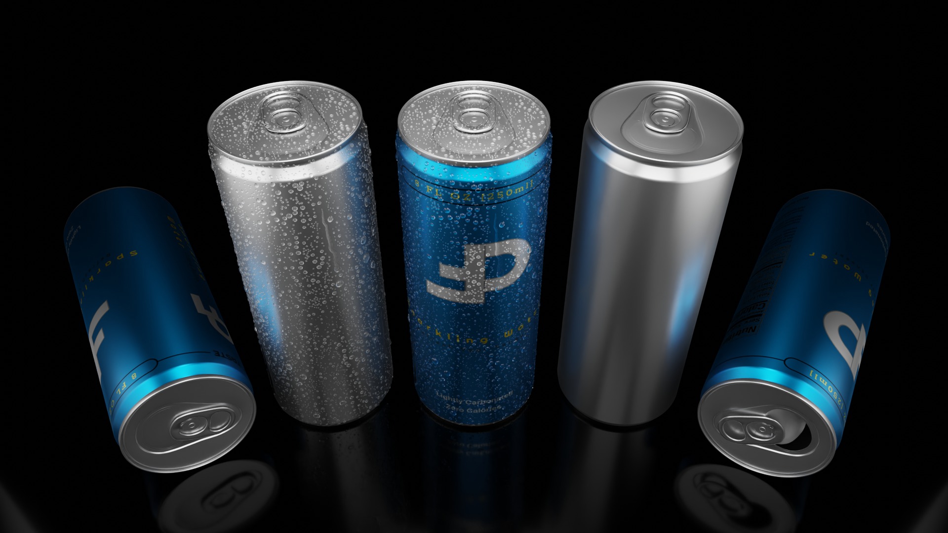 250ml Slim Beverage Can with Water Droplets Open and Closed Tabs Low-poly 3D model_11