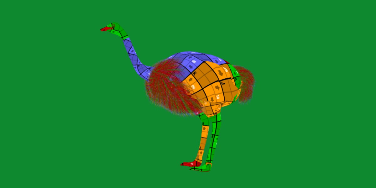 Ostrich Bird Low-poly 3D model_19