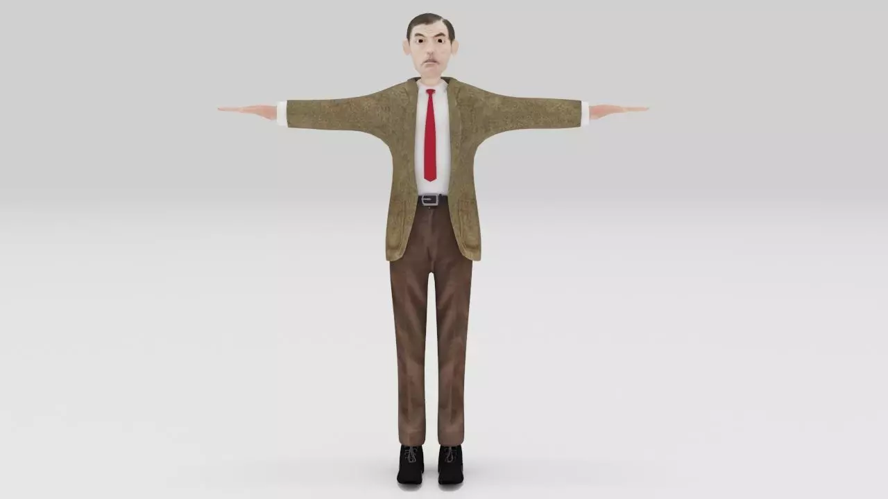 MR Bean  Actor Comedian Rigged character Lowpolys  Low-poly 3D model_0