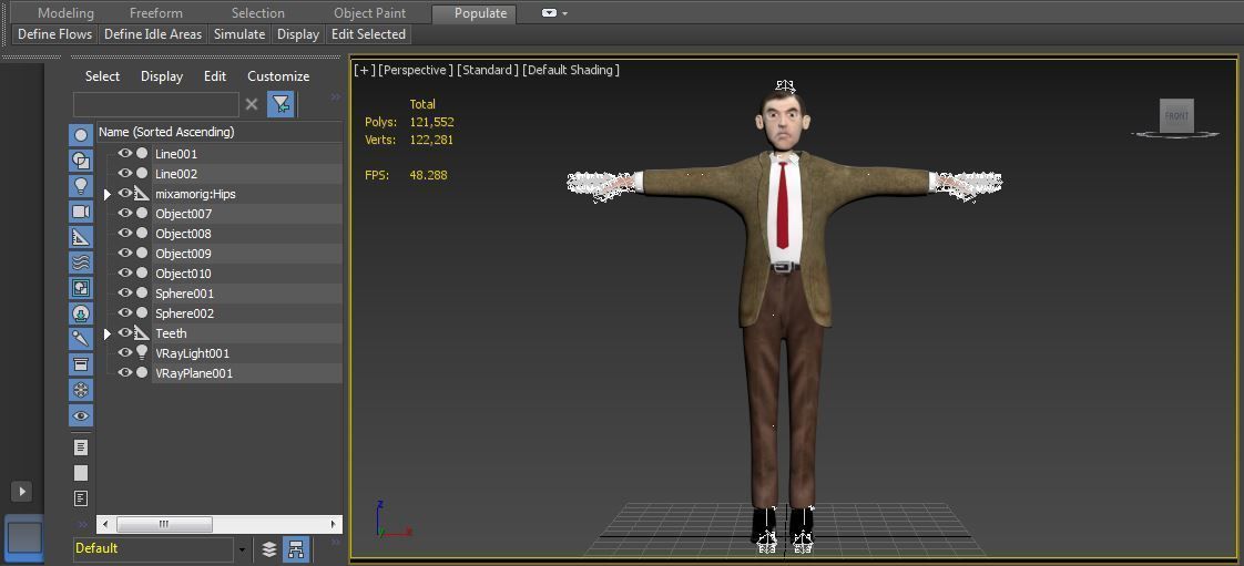 MR Bean  Actor Comedian Rigged character Lowpolys  Low-poly 3D model_4