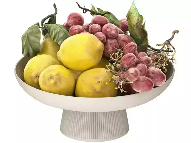 bowl of yellow lemons and grapes