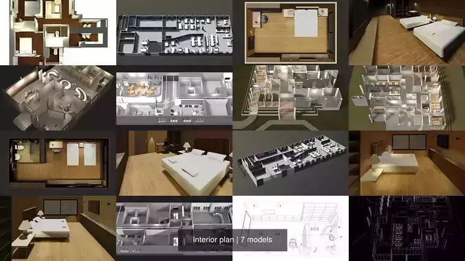 Interior plan 3D Model Collection