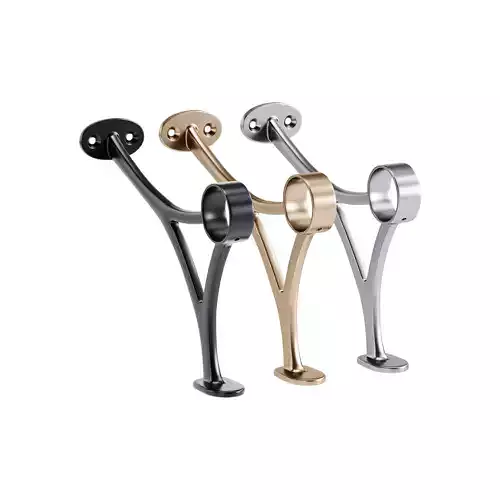 Polished Solid Brass Wall Mount Bar Bracket for Hanging Rail 3D model