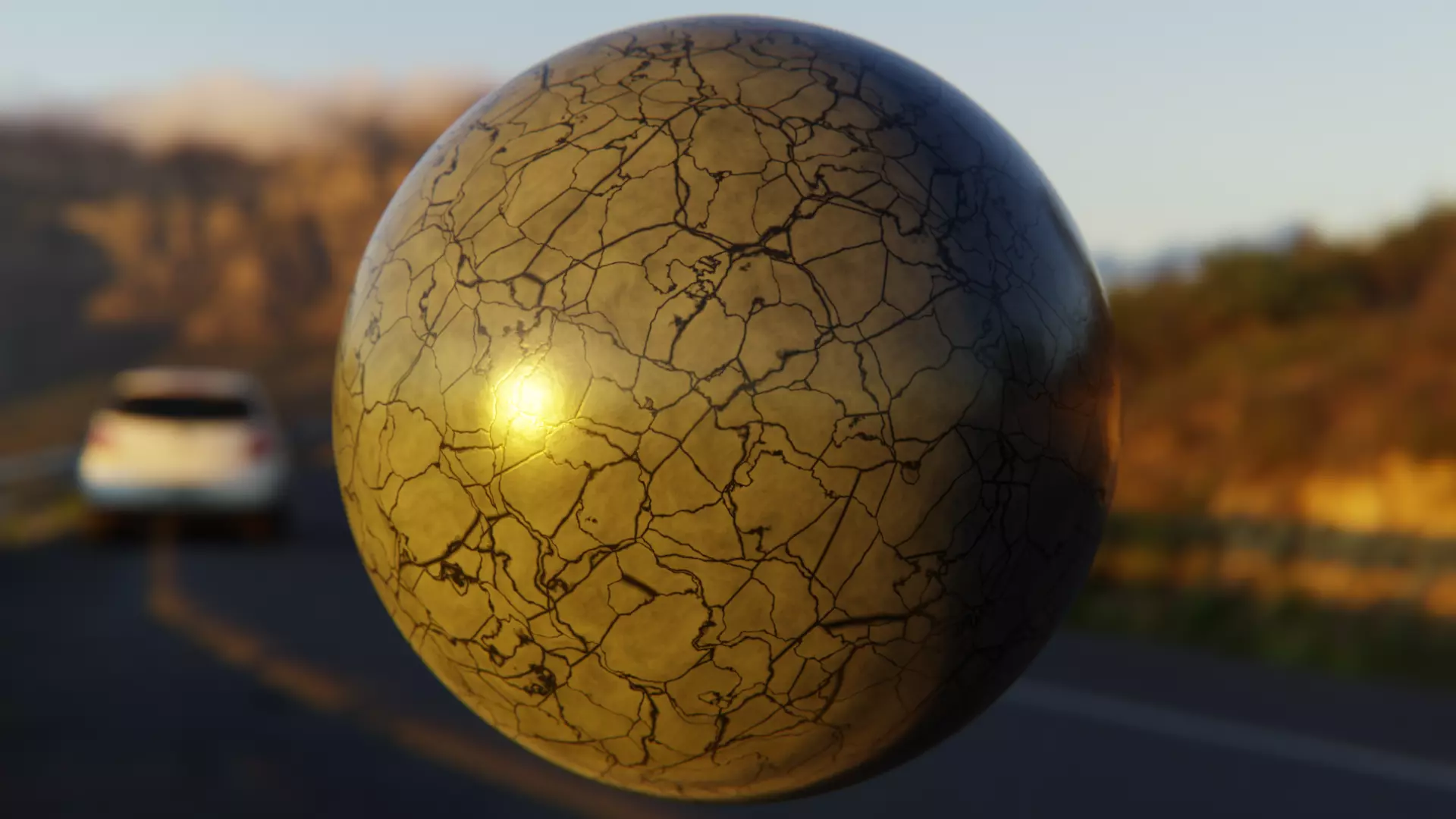 Procedural Golden Vein Cracked Marble Shader - Blender Texture_0