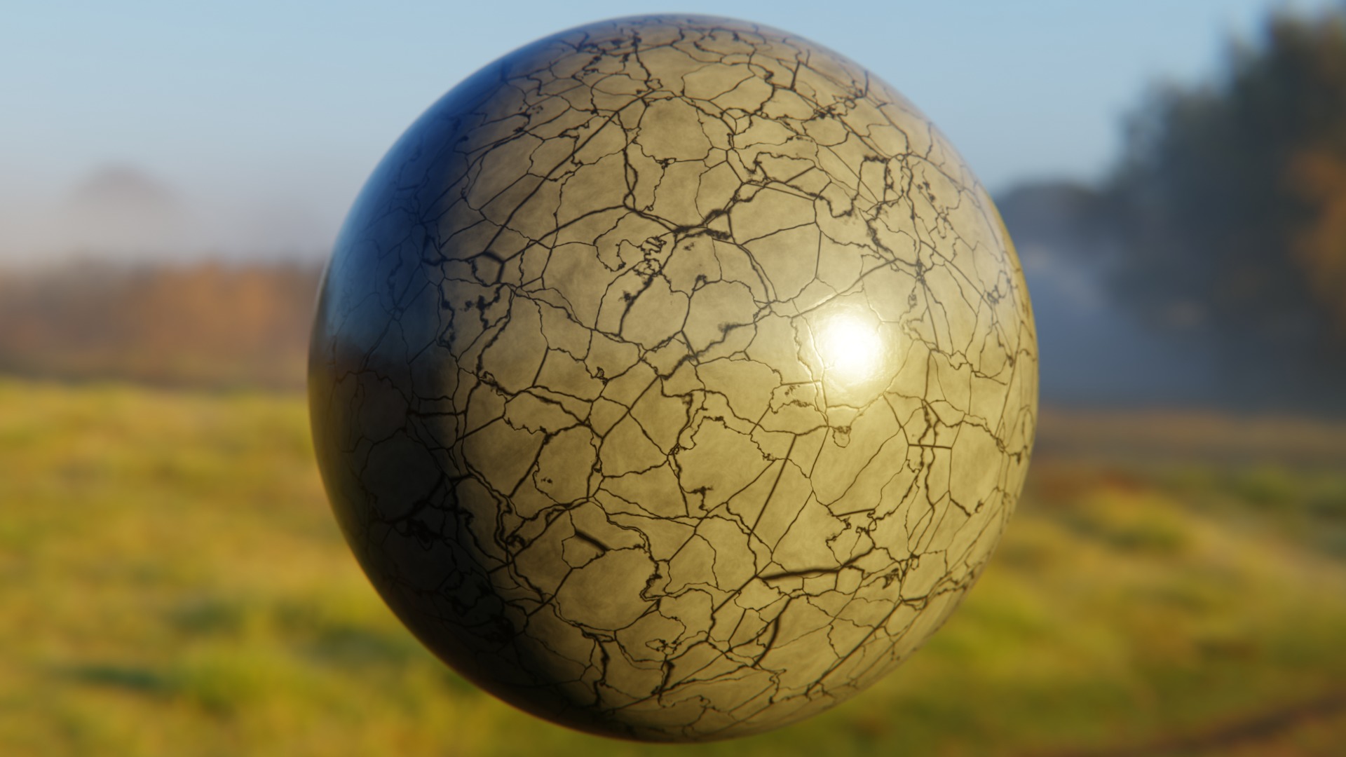 Procedural Golden Vein Cracked Marble Shader - Blender Texture_3