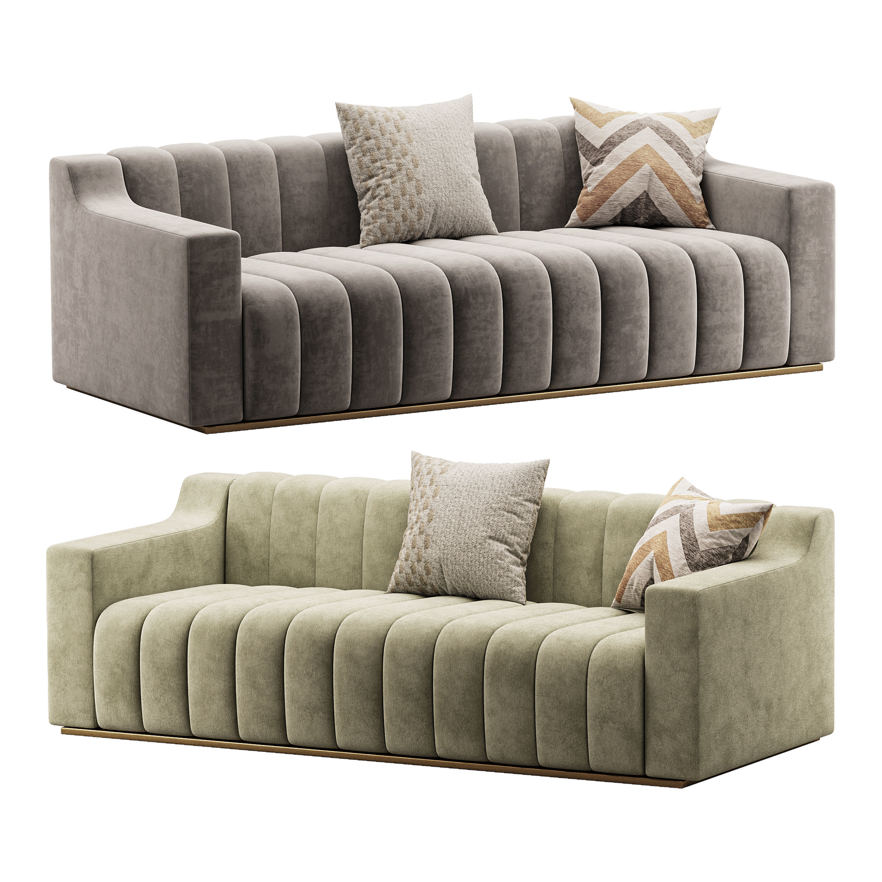 Room Simple Couch Chesterfield Fabric Sofa 3D model_1