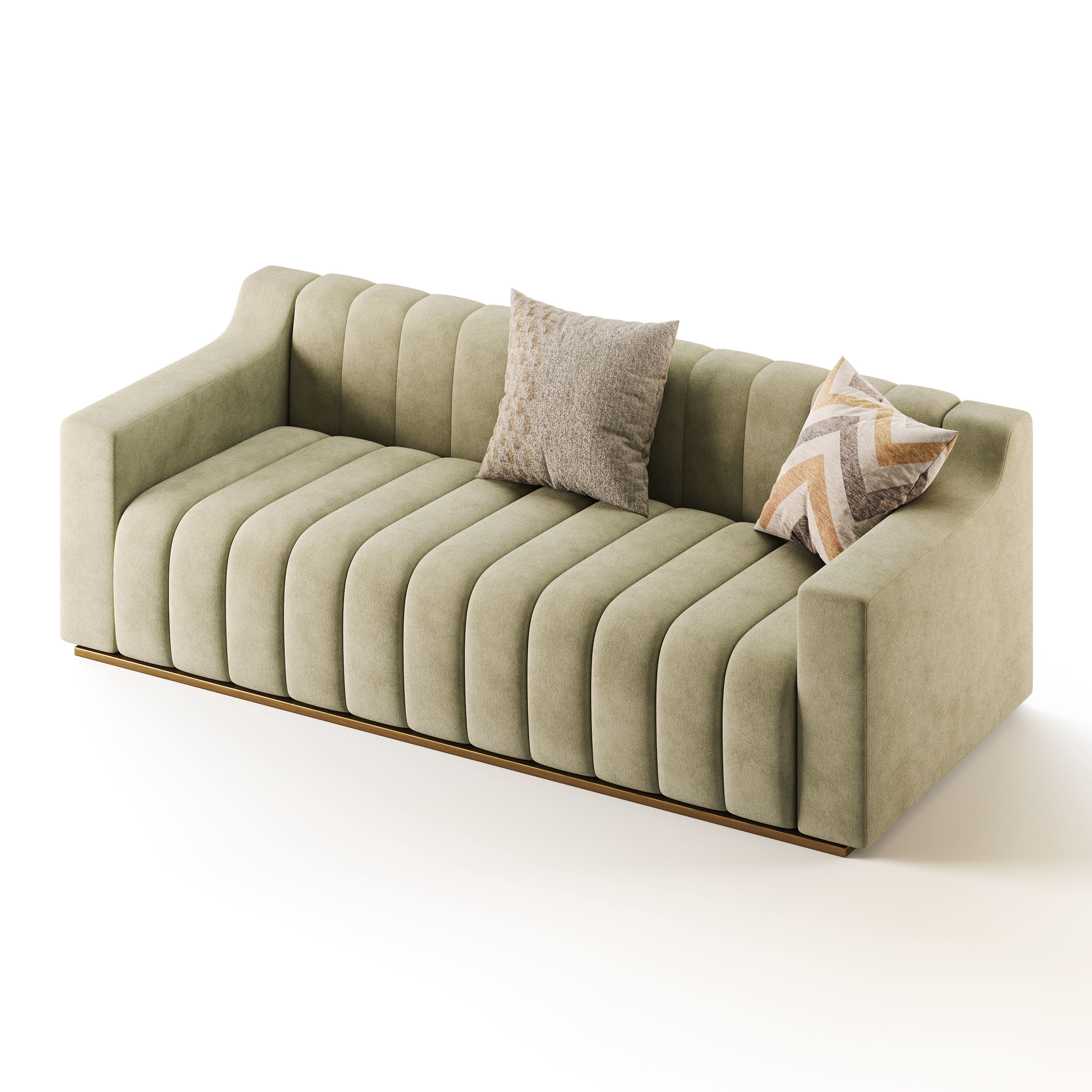 Room Simple Couch Chesterfield Fabric Sofa 3D model_10