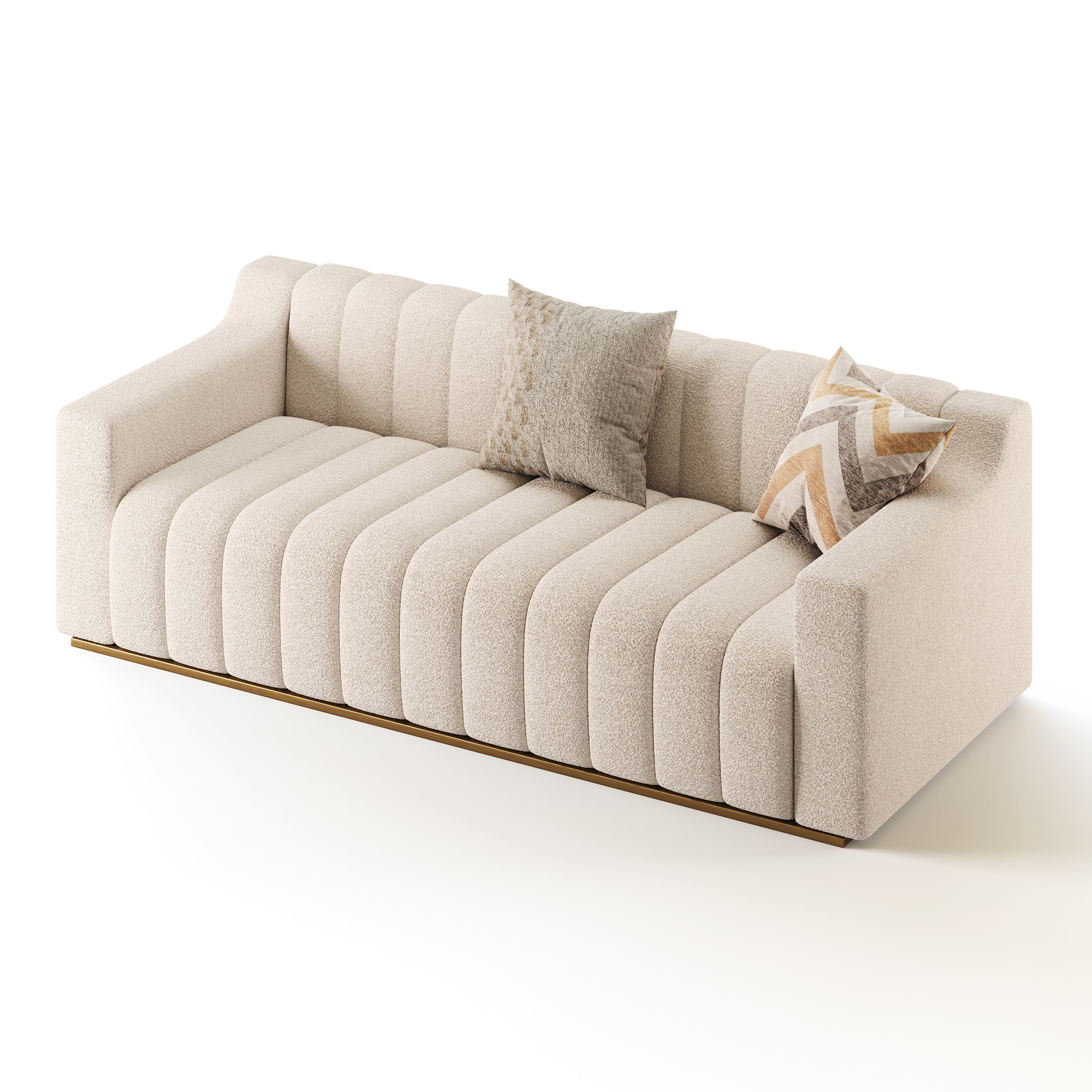 Room Simple Couch Chesterfield Fabric Sofa 3D model_8