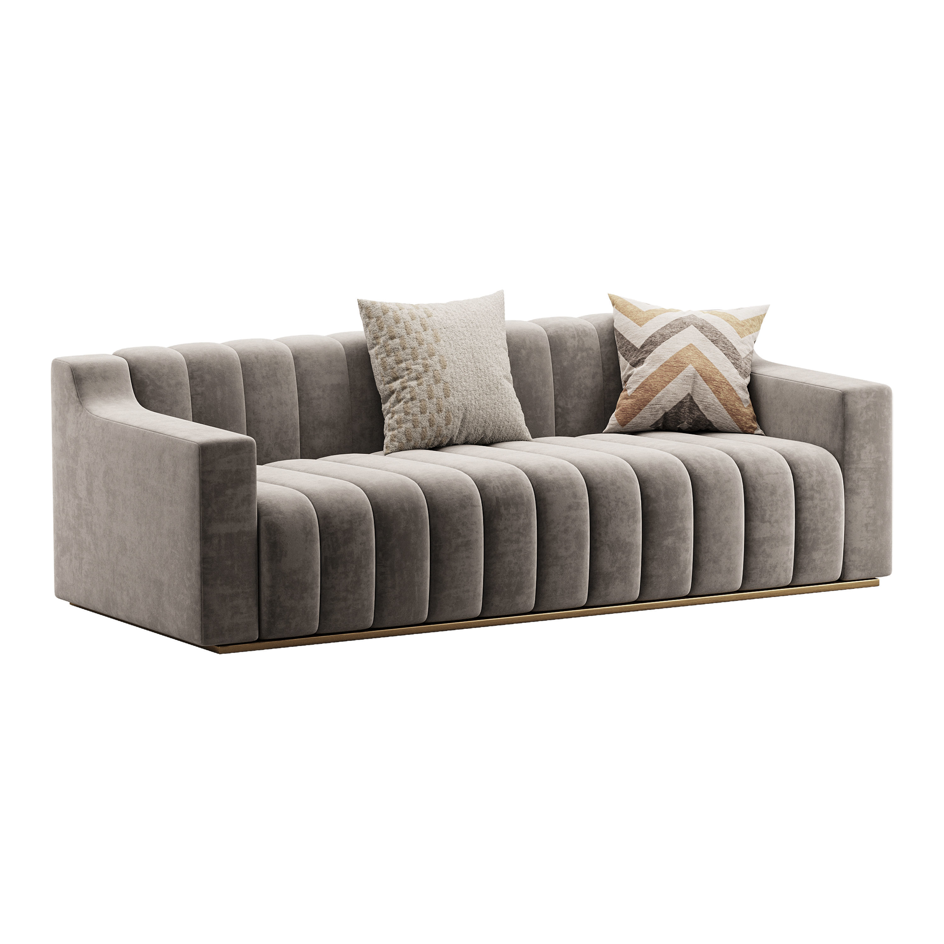 Room Simple Couch Chesterfield Fabric Sofa 3D model_12