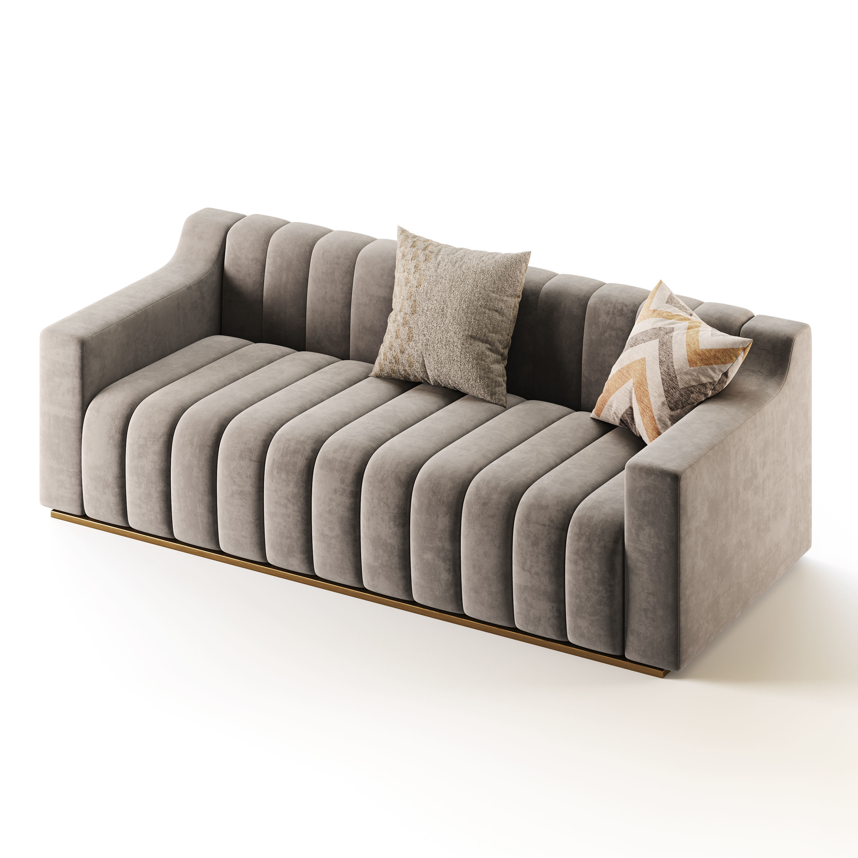 Room Simple Couch Chesterfield Fabric Sofa 3D model_9